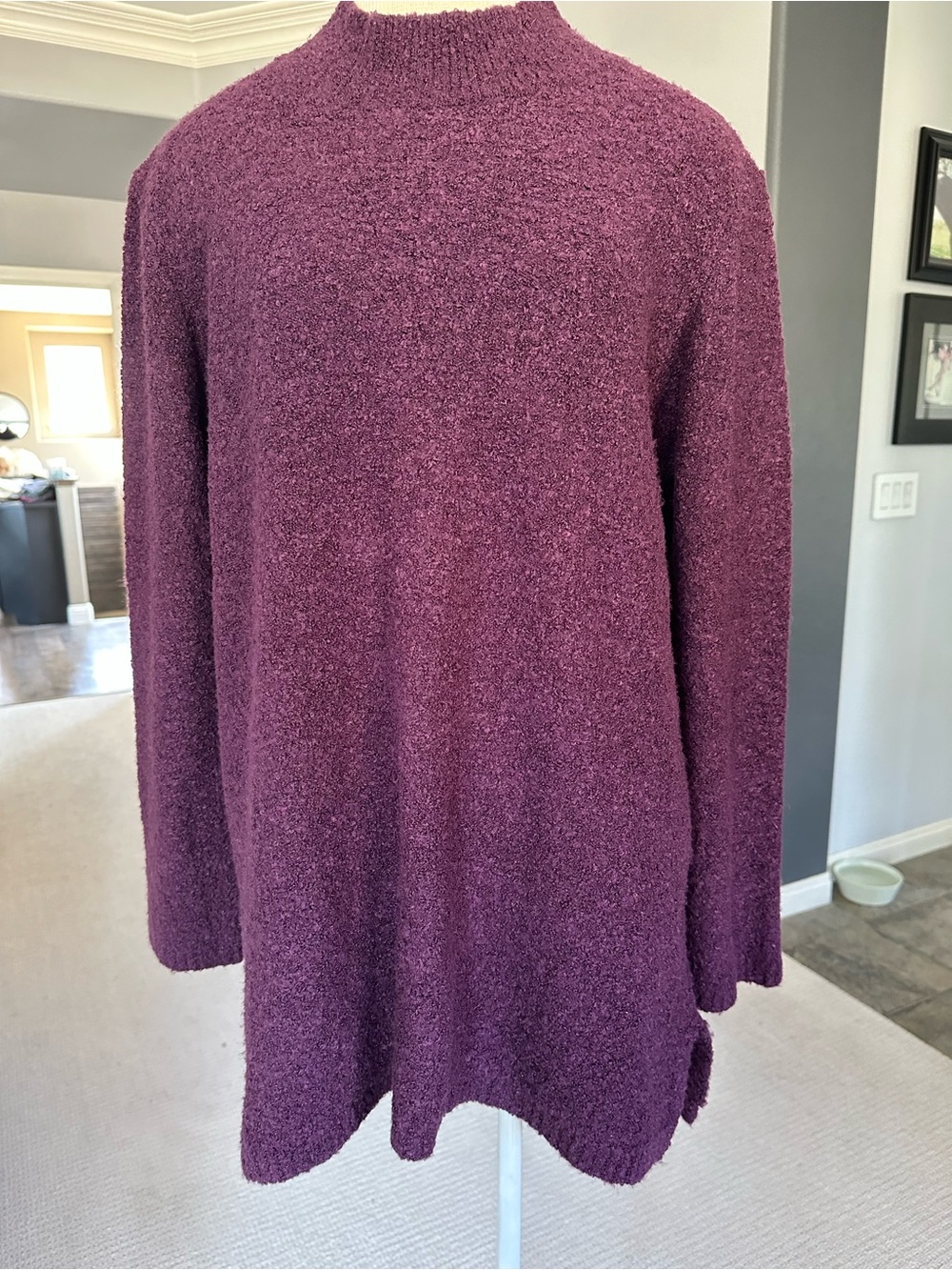 Calvin Klein Plum Mock Neck Tunic Sweater, size XL - Picture 7 of 14